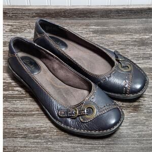 Clarks Women's Black Leather Bendables Comfort Slip On Flats Size 9.5 M